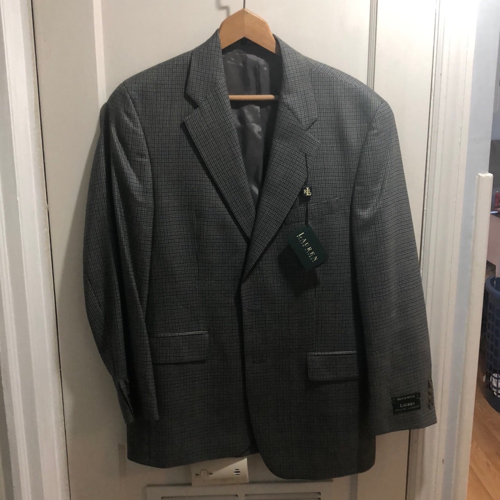 Beautiful navy/beige Ralph Lauren suit coat. New with tags originally 199.99